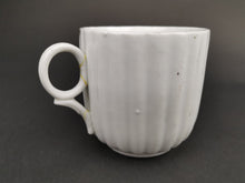 Load image into Gallery viewer, Antique Moustache Cup Mug Ceramic Porcelain White with Pink and Yellow Flowers

