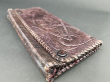 Load image into Gallery viewer, Vintage Tooled Leather Clutch Wrist Bag Purse Early 1900&#39;s - 1920&#39;s with Braided Edges Celtic Knot Hand Made Original
