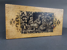 Load image into Gallery viewer, Antique Money Box Savings Bank Wood with Children and Animals on Top Late 1800&#39;s Original Wood Victorian Brown and Black
