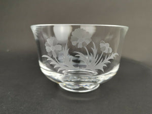 Vintage Edinburgh Crystal Glass Bowl with Etched Flowers Original Signed Made in Scotland