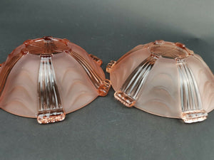 Vintage Pink Depression Glass Bowl Dish Set of 2 Bowls Dishes Dessert Ice Cream Serving Art Deco 1920's - 1930's Original