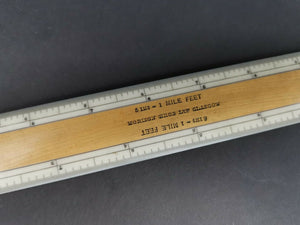 Antique Wood and Bovine Bone Engineers Ruler Measuring Rule Made By Morison Bros Glasgow Scotland Early 1900's Scottish Engineering Tool
