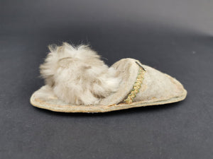 Vintage Tape Measure Measuring Tool Novelty Miniature Furry Cat Kitten or Dog in a Slipper Shoe Early 1900's Original