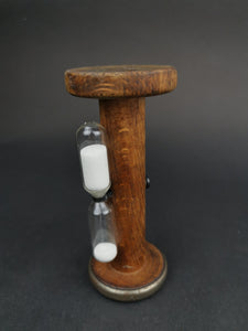 Antique Wooden Spool Hourglass Timer Glass and Wood