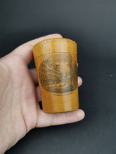 Load image into Gallery viewer, Antique Mauchlineware Case with Medicine or Shot Glass Inside Trongate Glasgow Scotland 1880&#39;s Victorian Original Treen Wood Wooden
