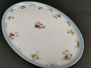 Antique Noritake Japanese Porcelain Vanity Tray Hand Painted Oval Early 1900's Original Decorative Ceramic Porcelain Made in Japan