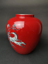 Load image into Gallery viewer, Vintage Horse Vase Red and White Ceramic Pottery Made in England Crown Devon Art Deco
