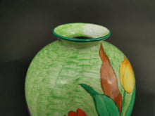 Load image into Gallery viewer, Vintage Tulip Flower Vase Ceramic Pottery J H Weatherby Made in England Hand Painted with Multi Colored Tulips Art Deco
