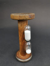 Load image into Gallery viewer, Antique Wooden Spool Hourglass Timer Glass and Wood
