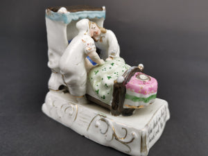Antique Victorian Fairing Figurine Bisque Ceramic Pottery 1800's Original The Last in Bed To Put Out The Light