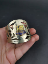 Load image into Gallery viewer, Vintage British Empire Exhibition 1924 Napkin Ring Wembley England Silver Plate Plated Metal and Enamel
