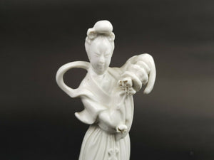Antique Guanyin de Chine Geisha Lady Statue Figurine Chinese Sculpture Signed 15cm Medium