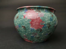 Load image into Gallery viewer, Vintage Ceramic Pottery Planter Plant Pot Pink Blue and Green with Flowers
