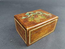 Load image into Gallery viewer, Antique Wooden Trinket or Jewelry Box Treen Wood Early 1900&#39;s Original Hand Painted with Basket of Fruit and Bow
