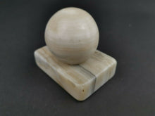 Load image into Gallery viewer, Vintage Art Deco Paperweight Banded Agate Carved Ball and Stand 1920&#39;s Original
