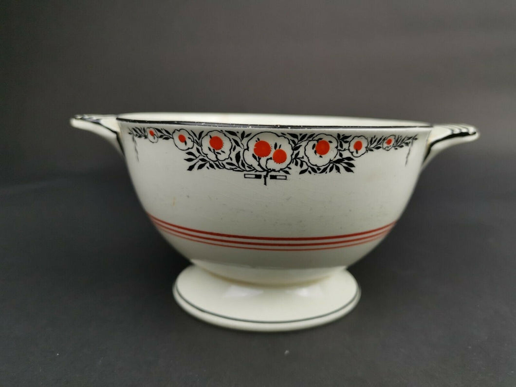 Vintage Art Deco Bowl Ceramic Pottery Minton's White Orange and Black 1920's - 1930's Original Autumn Oranges Fruit