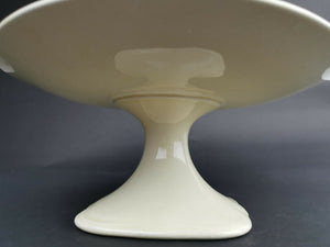 Vintage Cake Stand with Pedestal Crown Ducal Ceramic Pottery Yellow and Green with Pastel Flowers
