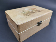 Load image into Gallery viewer, Vintage Jewelry or Trinket Box with Flowers in Planters on Top Wood and Canvas with Brass Closure
