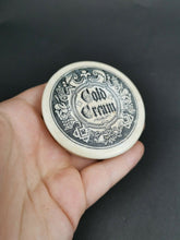 Load image into Gallery viewer, Antique Cold Cream Pot Jar Lid Ceramic Pottery Victorian 1800&#39;s Original Ornate Black and White
