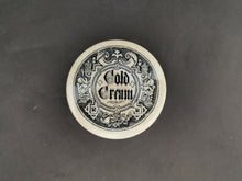 Load image into Gallery viewer, Antique Cold Cream Pot Jar Lid Ceramic Pottery Victorian 1800&#39;s Original Ornate Black and White
