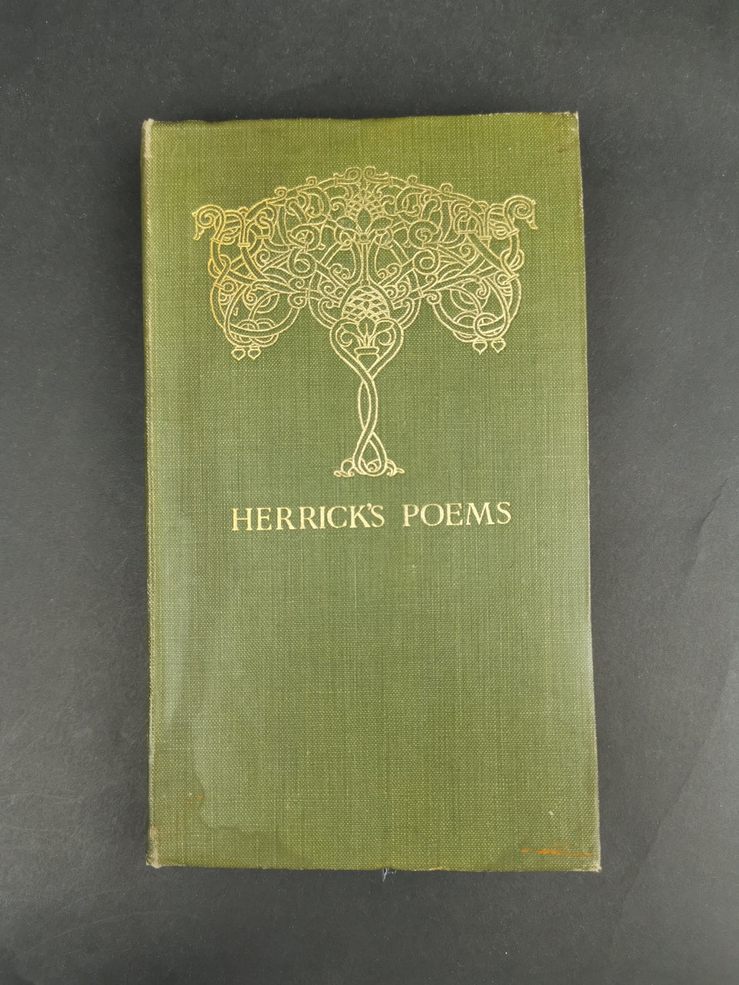 Antique Robert Herrick Herrick's Poems Poetry Book 1905 Art Nouveau Arts and Crafts Green and Gold Canvas Cover