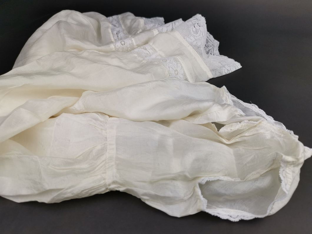 Antique Silk and Lace Baby's Dress Late 1800's Victorian Original 6 - 12 months Cream Beige Summer Sleeveless