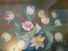 Load image into Gallery viewer, Antique Pink Tulip Flower Oil Painting on Canvas in Gold Gilt Frame Framed Victorian Original Art Late 1800&#39;s
