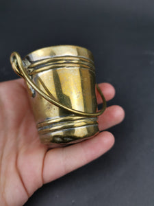 Antique Pail Bucket Miniature Brass Metal Late 1800's Victorian Original
