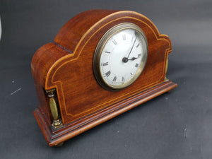 Antique Wooden Mantle Mantel Clock Inlaid Wood Early 1900's Original