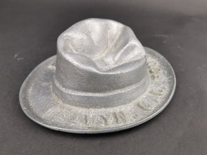Vintage Silver Aluminum Metal Men's Hat Miniature Sculpture Figurine Model Welwyn G.C. Foundry Advertising 1930's Original Advertisement