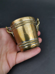 Antique Pail Bucket Miniature Brass Metal Late 1800's Victorian Original
