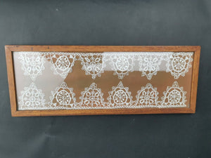 Antique Italian Reticella Lace in Wood Shadowbox Display Frame 17th - 18th Century Original Wall Hanging