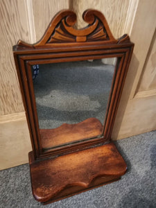 Antique Victorian Wall or Table Vanity or Shaving Mirror with Shelf and Storage Box Drawer Victorian Wooden Wood Late 1800's Original