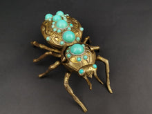 Load image into Gallery viewer, Vintage Spider Insect Trinket or Jewelry Box or Ashtray Novelty Gold Brass Metal Figural Figurine Statue Very Unusual
