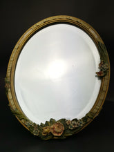 Load image into Gallery viewer, Vintage Barbola Flower Mirror Oval Dresser or Vanity Mirror 1940&#39;s Original
