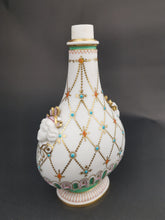 Load image into Gallery viewer, Antique Bottle Vase French Parian Porcelain  with Lady Faces Late 1800&#39;s - Early 1900&#39;s Original Hand Painted White Coral Gold Turquoise
