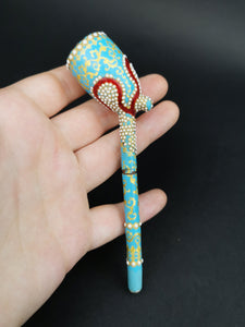 Antique Clay and Enamel Smoking Pipe Hand Painted