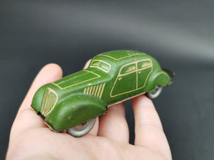 Vintage Clockwork Wind Up Toy Car with Original Winding Key 1940's Original Tin Metal Tinplate Tin Litho Green