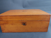 Load image into Gallery viewer, Antique Wooden Jewelry or Sewing Box with Lots of Compartments and Original Key Early 1900&#39;s Original
