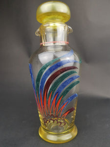 Vintage Cocktail Shaker Bottle Pourer Hand Painted Glass Art Deco 1920's Original