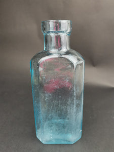 Antique Blue Glass Bottle Victorian Original Large 8 Inch