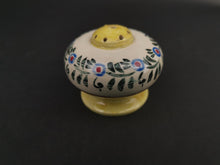 Load image into Gallery viewer, Vintage Salt or Pepper Shaker Pot Ceramic Pottery Hand Painted Glasgow Girls Made in Scotland with Cork Stopper 1920&#39;s - 1930&#39;s Original
