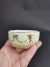 Load image into Gallery viewer, Antique Ceramic Porcelain Bowl Dish Victorian Edwardian Art Nouveau with Bows and Vases on the Sides Late 1800&#39;s - Early 1900&#39;s Original
