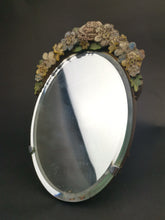 Load image into Gallery viewer, Vintage Barbola Mirror Oval with Flowers for Vanity or Dressing Table 1930&#39;s - 1940&#39;s Original
