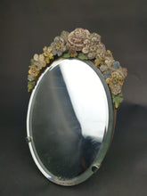 Load image into Gallery viewer, Vintage Barbola Mirror Oval with Flowers for Vanity or Dressing Table 1930&#39;s - 1940&#39;s Original
