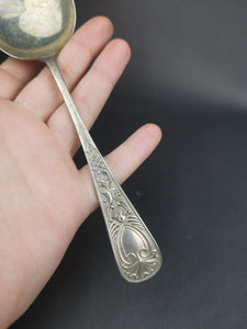 Vintage Silver Plated Serving Spoon with Ornate Art Nouveau Style Handle
