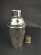 Load image into Gallery viewer, Vintage Cocktail Shaker Art Deco Silver Plated Metal with Measure Measuring Top Lid 1920&#39;s - 1930&#39;s Made in England
