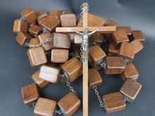 Load image into Gallery viewer, Vintage Huge Monk&#39;s Rosary Beads and Crucifix Cross Wood Wooden Very Large
