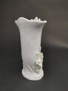 Antique Flower or Spill Vase with Girl and Lamb Victorian Bisque Porcelain Late 1800's Original
