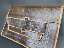 Load image into Gallery viewer, Vintage Brown Leather Clutch Bag Purse Tooled Leather 1940&#39;s - 1950&#39;s Original
